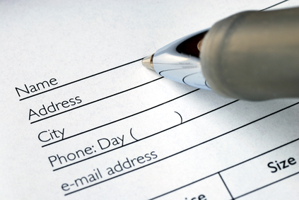 Close-up of a contact form being completed